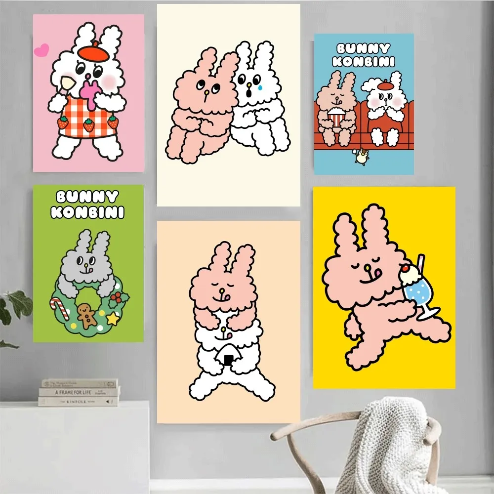 Художественный постер зайчик конбини для дома и офиса Настенная картина спальни