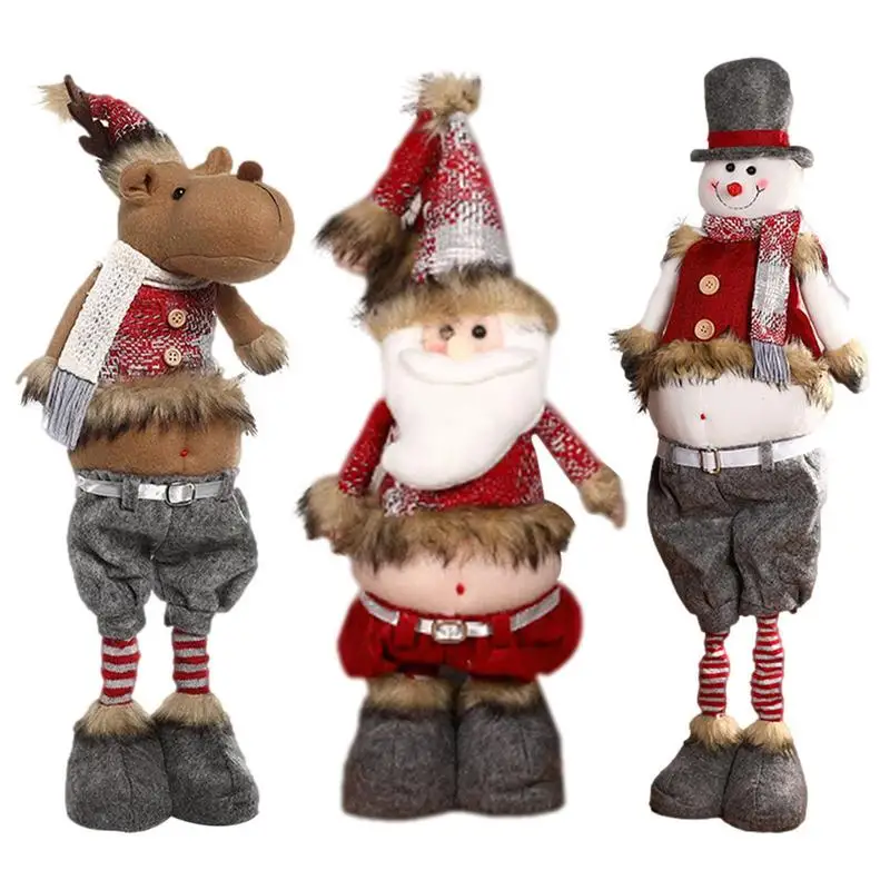 

Christmas Stuffed Animal Toys Retractable Legs Snowman Deer Santa Claus Plush Doll Toys Christmas Holiday Party Favors Plush Toy