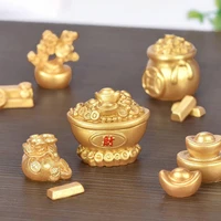 ornament crafts chinese auspicious gold ingot lucky yuanbao fengshui decor metal mascot feng shui auspicious lucky deskto