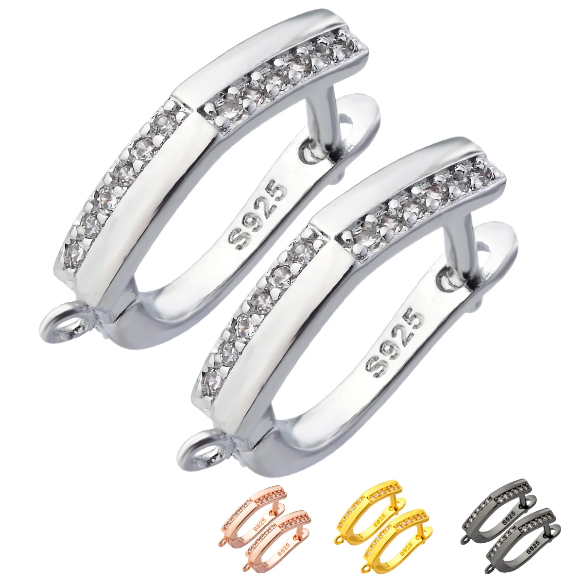 

JQ 11*16mm 2 Pairs Of Handmade Jewelry Crafts Material Classic Zircon Metal Earring Hook Accessories Diy Making Pendant Earring