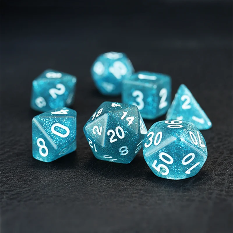 

7pcs Blue Polyhedral Dice for DND TRPG D20 D12 D10 D8 D6 D4 Family Party Entertainment Board Games Table Game Dice Set
