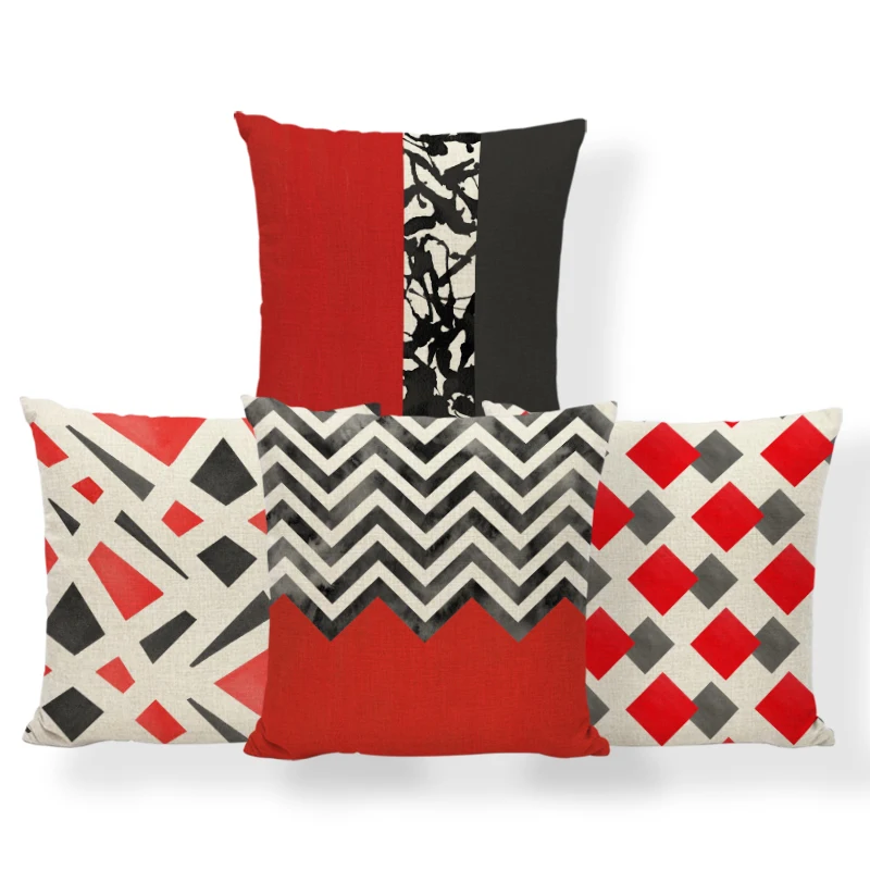 

Красная серия, абстрактная наволочка, геометрические наволочки для подушек, декоративные наволочки для дивана, модная наволочка, Наволочка...