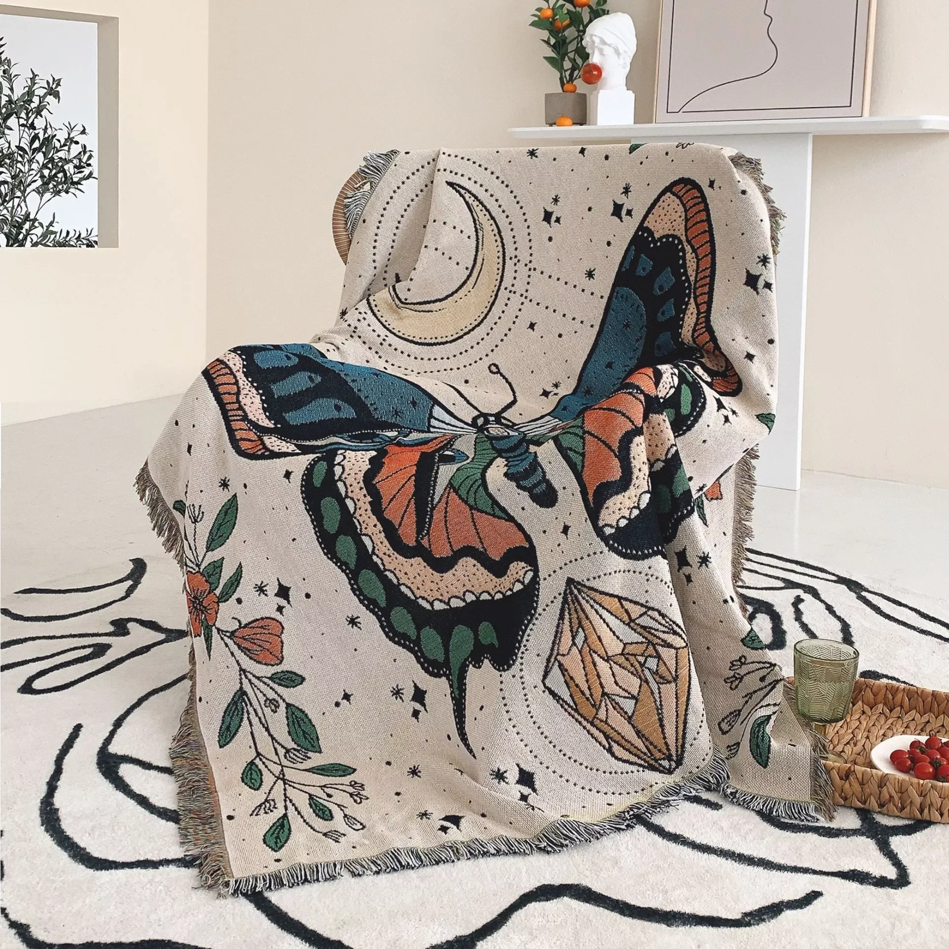 

Style Geometric Sofa Blanket Leisure Blanket Tapestry Soft Warm Cotton Blanket Spring And Autumn Light Sofa Blanket