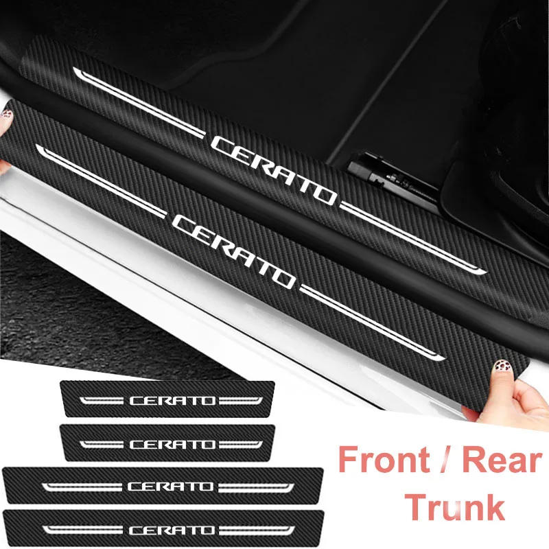 Car Threshold Anti Scratch Protective Film Stickers for KIA Cerato Badge Carbon Fiber Door Sill Waterproof Decals Accessories |