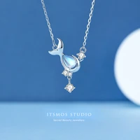 itsmos s925 sterling silver whale crystal pendant necklace female light luxury chain protect animals jewelry for women gift