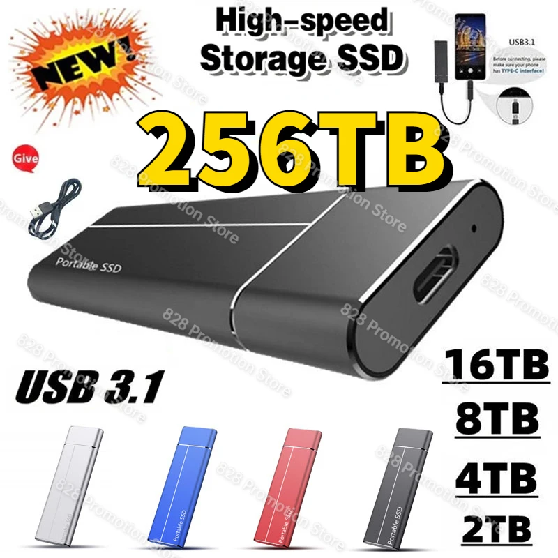 

Portable 500GB 1TB 2TB SSD 4TB 16TB External Hard Drive Type-C USB3.1 High Speed 8TB External Storage Hard Disks For Laptops Ps5