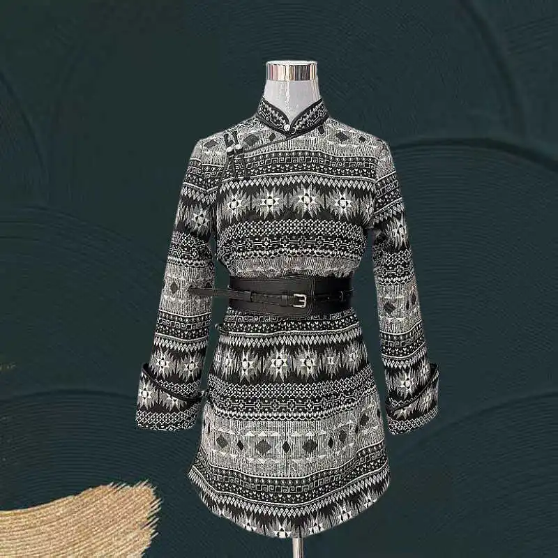 Осень 2024 новое монгольское платье-халат женская юбка в этническом стиле с