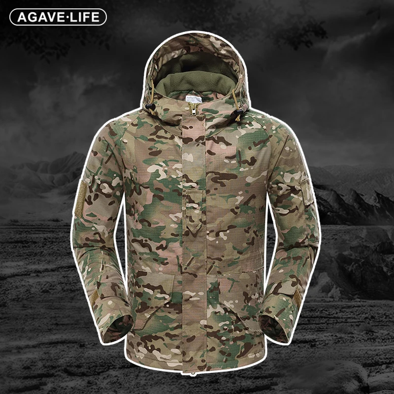 

Куртка мужская армейская с капюшоном, Бомбер, камуфляжная тактическая ветрозащитная Мужская