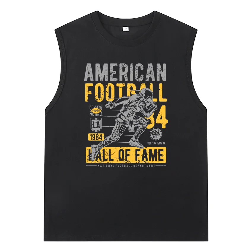 

COOLMIND 100% cotton ameirican football print unisex vest top qulaity space american football men vest cool t-shirt cat men vest