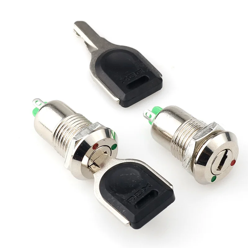 

12mm Electronic Key Rotary Switch ON OFF Phone Lock Security Power Button With 2 Keys 2 Positions 2 Pins 1A 1NO