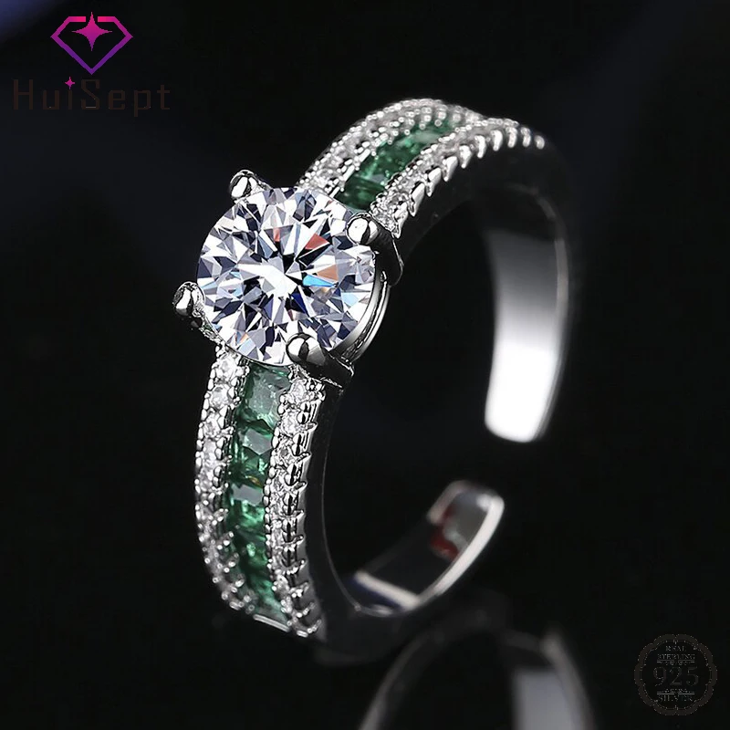 

HuiSept Women Rings with Zircon Gemstone 925 Silver Jewelry Trendy Accessories for Wedding Party Bridal Promise Gift Finger Ring