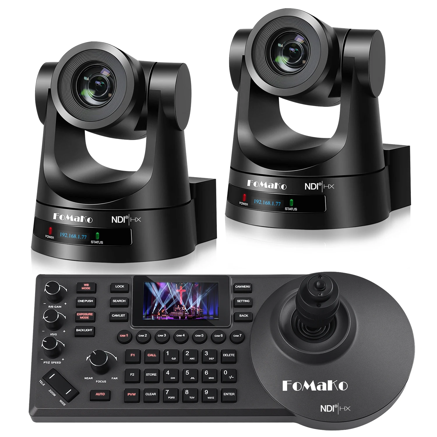 Фото Лучшая цена, быстрая доставка FoMaKo NDI PTZ-камера Bundle 20X HDMI 3G-SDI IP PoE HDMI PTZ-контроллер камеры Клавиатура BN202 №1