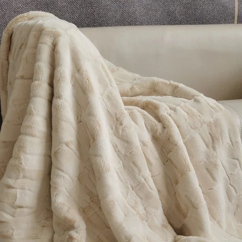 suwany koc ze sztucznego futra dwuwarstwowa pluszowa narzuta na łóżko kratka z norek włosy wystrój pokoju sofa koce do salonu sypialnia