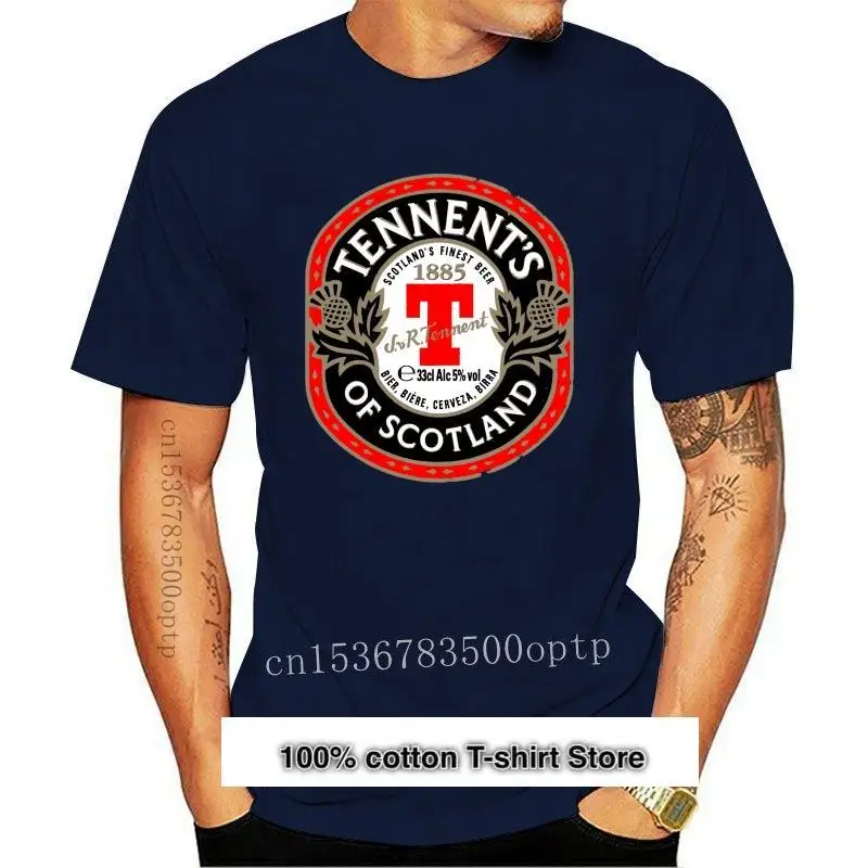 

Camiseta con Logo de Uomo, Camisa de algodón, Tennent's Birra, Scozzese, Tops de verano con cuello redondo, nueva