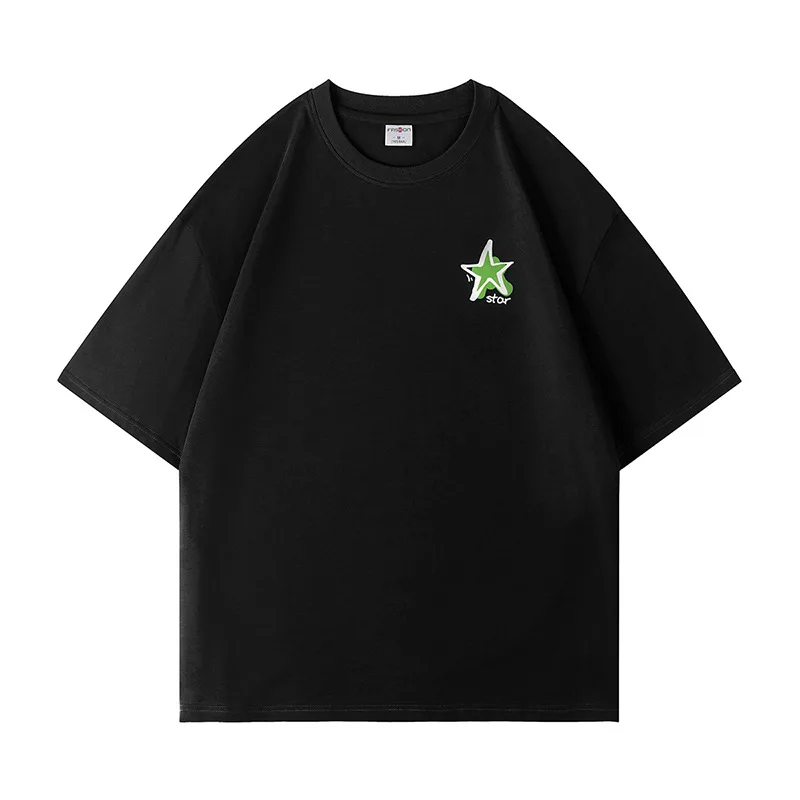 

Летняя футболка 2022, Мужская футболка с коротким рукавом, Повседневная хлопковая Однотонная футболка с принтом звезд и логотипа, модные дизайнерские топы с круглым вырезом
