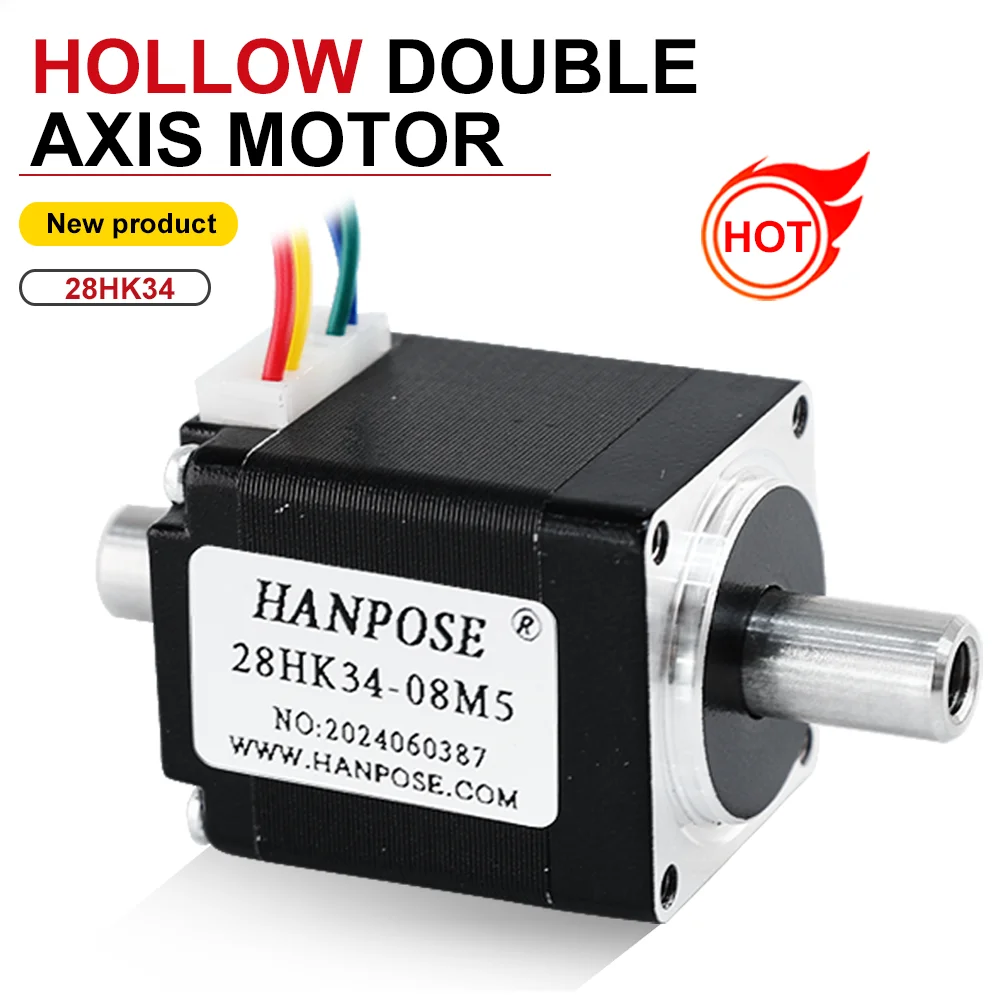 28HK34 полый двухосевой шаговый двигатель NEMA11 3 6 В а двухфазный гибридный маленький