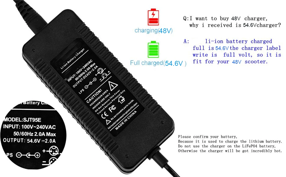 2A 54.6V 4A Lithium Battery Charger Electric Bike Scooter Charger For 48V 13S Ebike li ion Battery images - 6
