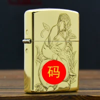 zorro pure copper brass 3d relief zhitian beauty kerosene windproof lighter playing with cigarette set gift