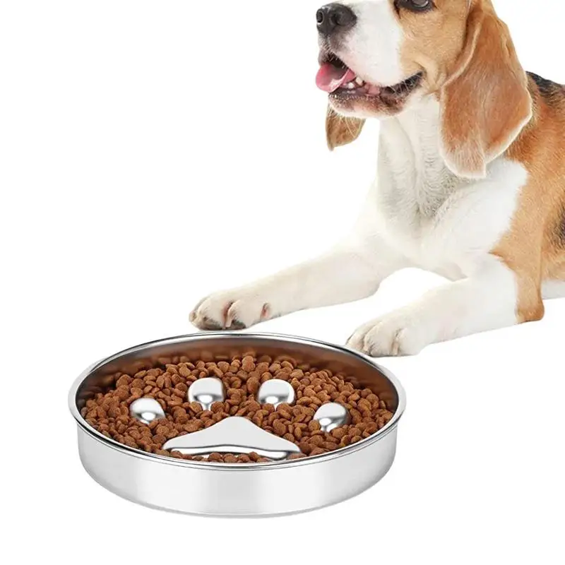 

Миска для медленного кормления домашних животных, нержавеющая сталь, круглая, нескользящая, для щенков