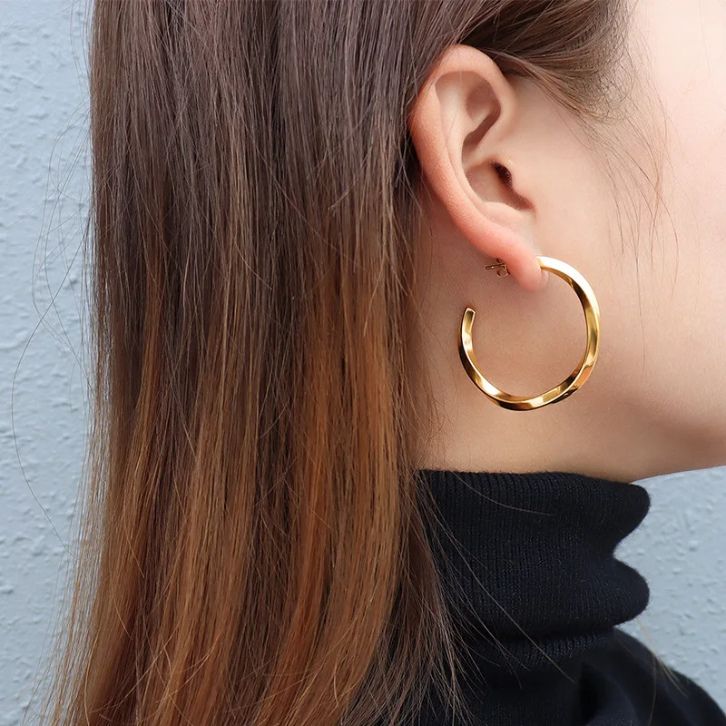 

EHSHIR 316L ювелирные изделия из нержавеющей стали круглые серьги европейские и американские индивидуальные преувеличенные женские серьги Юве...