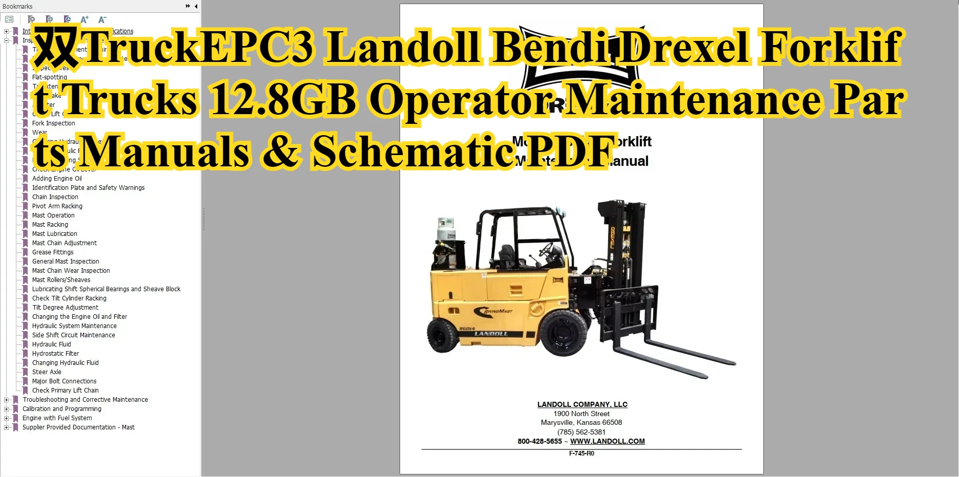 TruckEPC3 Landoll Bendi Drexel Вилочные погрузчики 12,8 ГБ Детали для обслуживания оператора Руководства и схема PDF (art.: 3920cf4ac297a) - 3920cf4ac297a