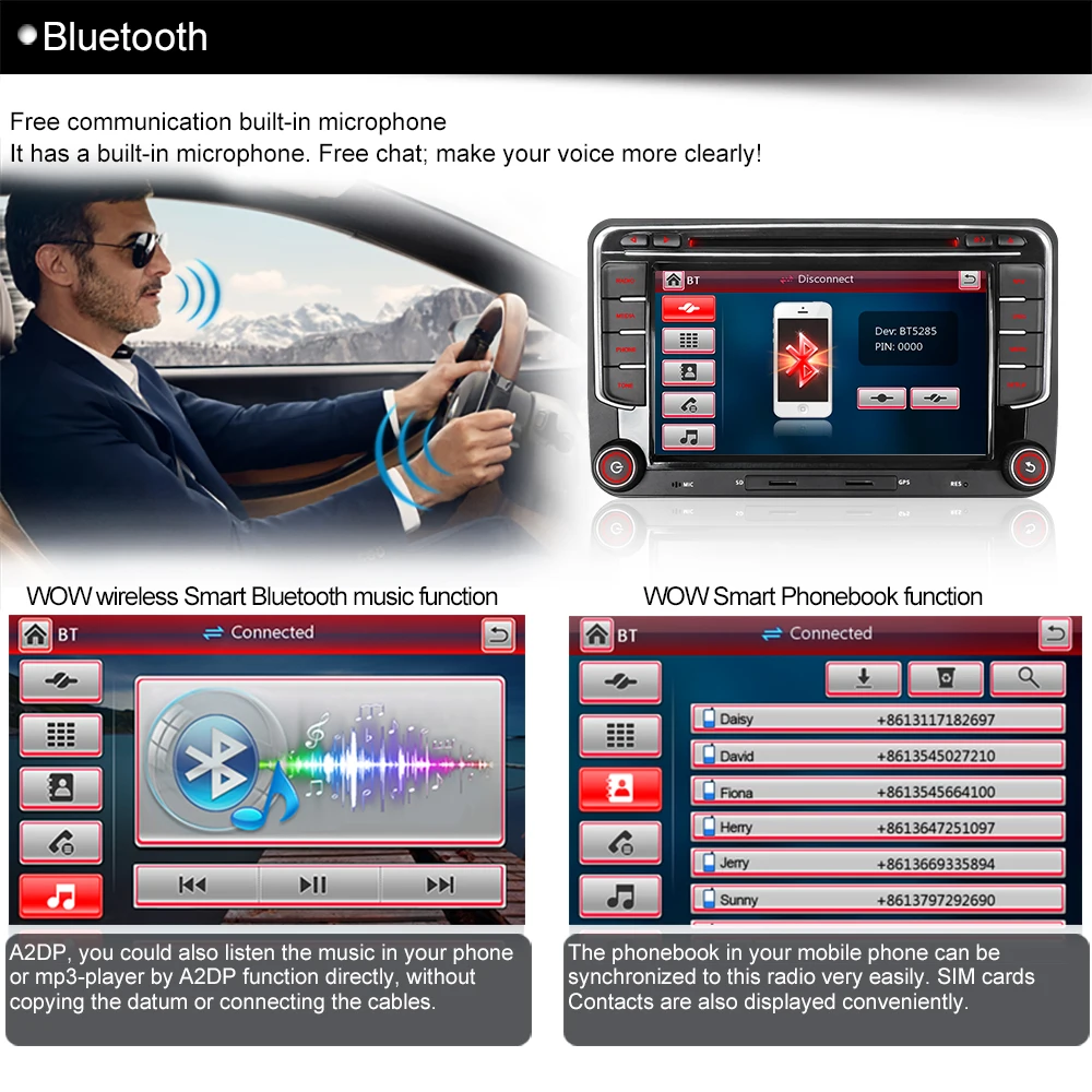 $141.75 JUNHUA 2 Din 7 Inch Car Radio DVD GPS Bluetooth Autolink DAB+ Navigation For VW Passat B6 Polo 6r Golf 5 6 Tiguan Skoda Seat