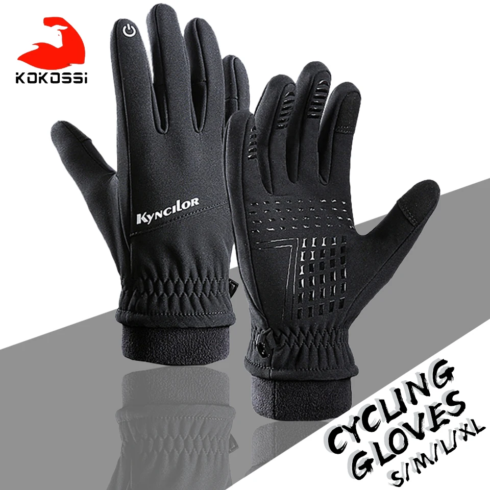 

Зимние велосипедные перчатки KoKossi, Нескользящие водонепроницаемые ветрозащитные перчатки с сенсорным экраном для мужчин и женщин, перчатки для спорта на открытом воздухе, катания на лыжах, бега, рыбалки