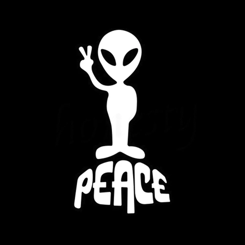 

Знак мира инопланетянина «мы пришли в мир», наклейка на кузов автомобиля, веселая Персонализированная наклейка на автомобиль, наклейки на м...