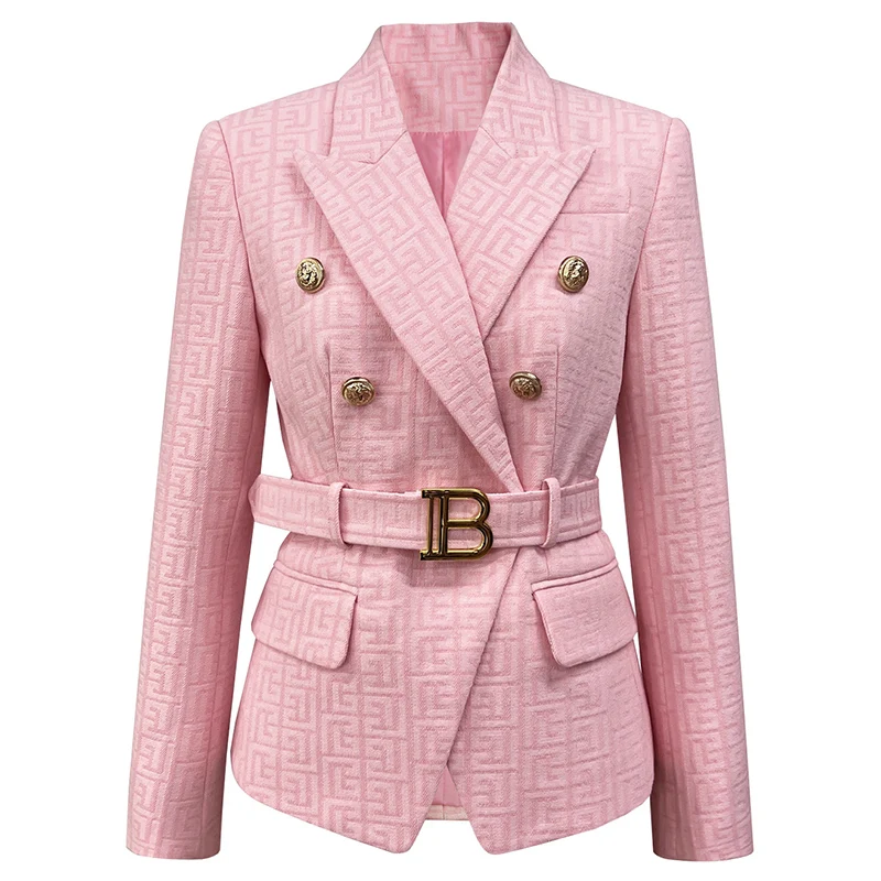 2022 New Collection Featured Classic Texture Fabric Female Slim High End Fashion Blazer Coats Wift Blet 4 Collor For Option