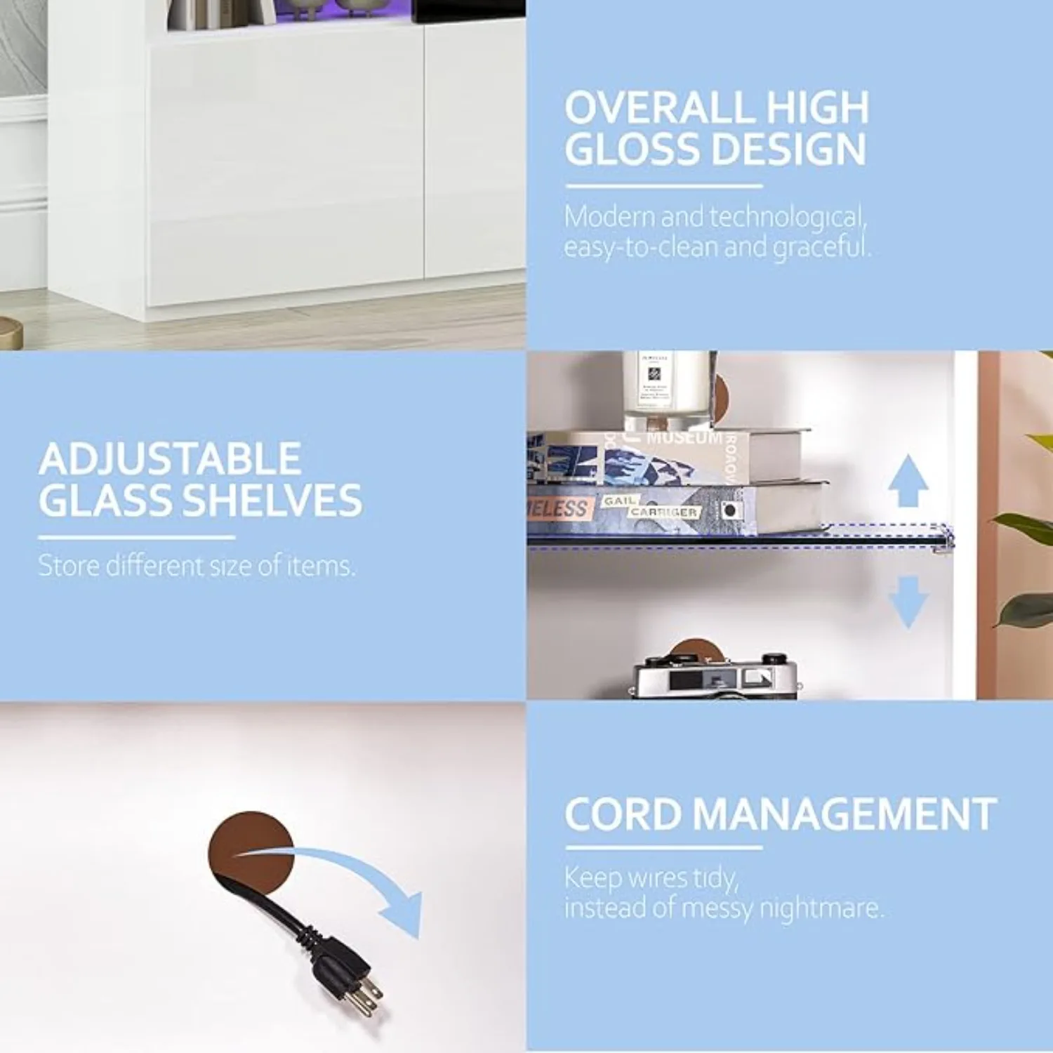 Современная подставка для телевизоров с камином до 75 дюймов 40 4 полки и шкафы