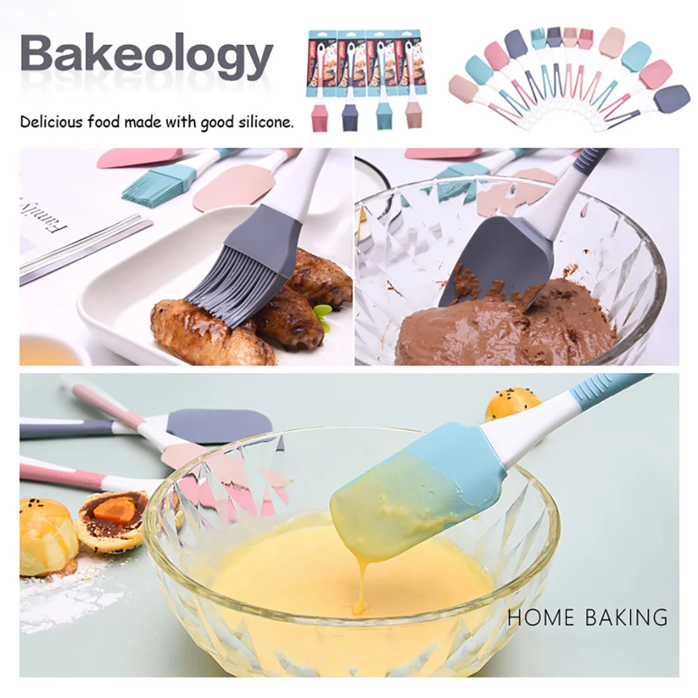 

Bakeology 1 Pcs Silicone Kitchenware Heat Resistant Non Stick Handle Silicone Cooking Shovel Spatula Brush Cake Baking DIY Tool