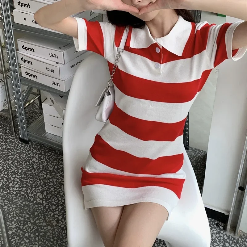 2024 винтажное женское платье-поло милое и солоное пряная юбка с надписью Love для