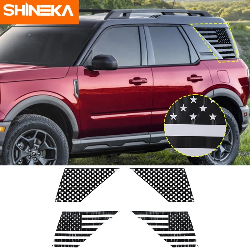 

SHINEKA Black Car Exterior Rear Window Decoration Cover Tirm Stickers For Ford Bronco Sport 2021 2022 Car Styling Accessories