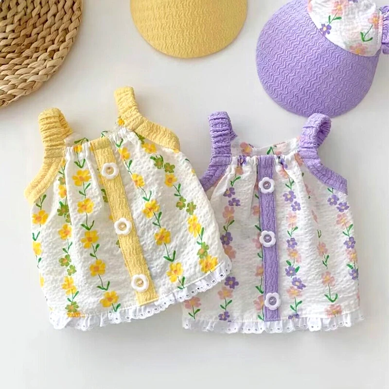 

Spring Summer Pet Clothes Kitten Puppy Floral Patterned Camisole Small and Medium-sized Dog Cute Vest Chihuahua Yorkshire Poodle