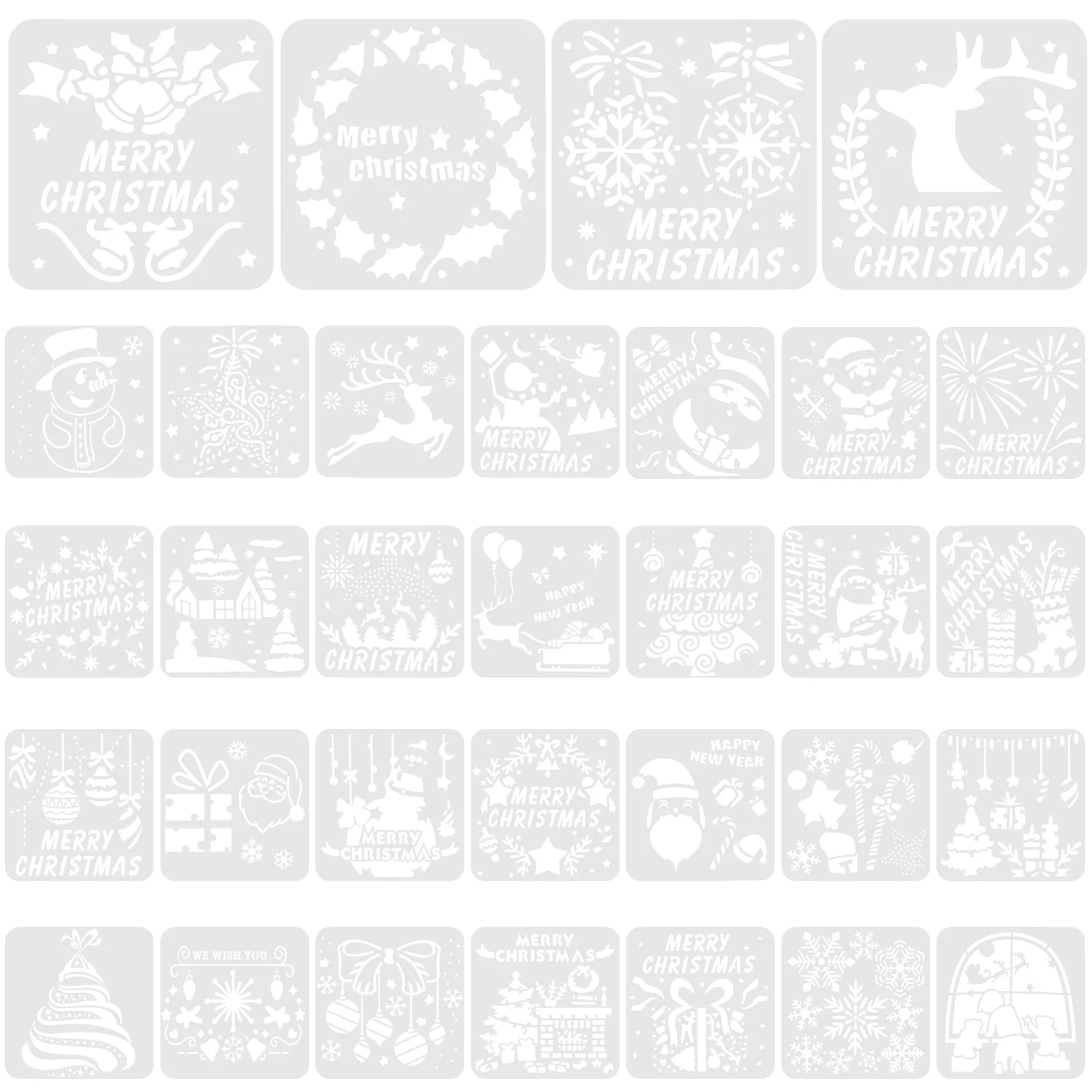 

32pcs DIY Painting Templates Decorative Drawing Templates Christmas Crafts Stencils