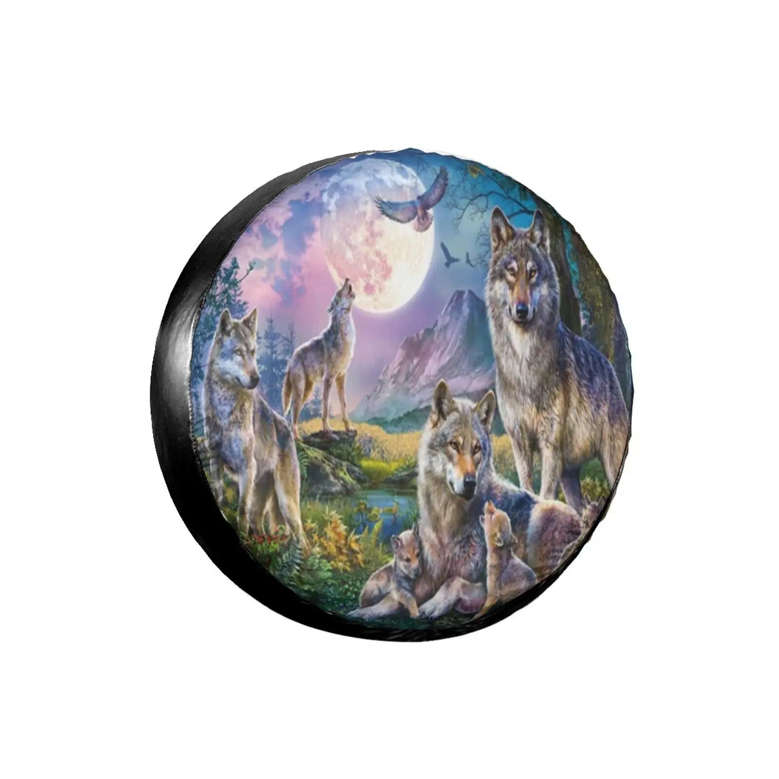 

3D Wolf Animal Spare Tire Cover Waterproof Dustproof Sun Wheel Tire Cover For , Trailer, SUV Vehicle Anime Tire Cover