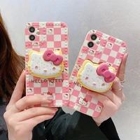 sanrio cartoon hello kitty with stand phone case for iphone 11 12 13 mini pro max x xs xr 7 8 plus se 2020 shockproof cover