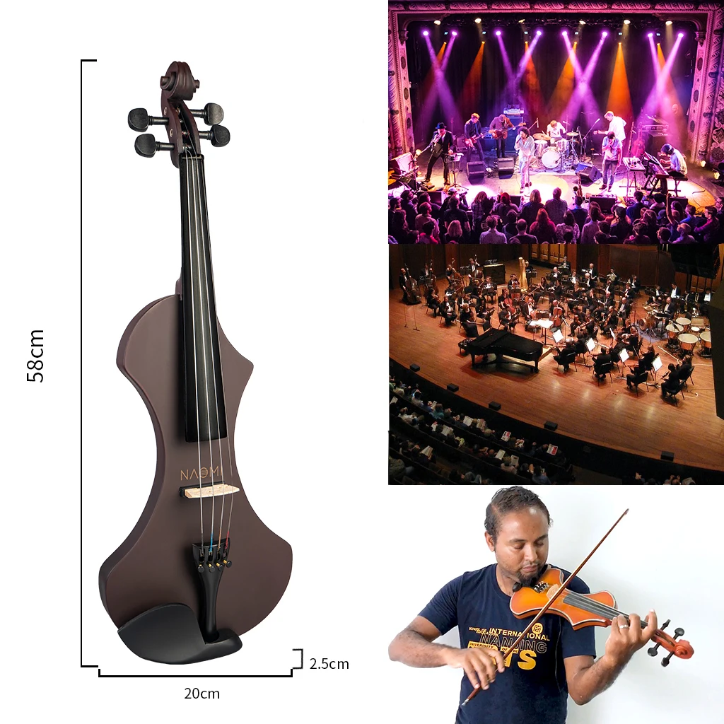 Электрическая Бесшумная скрипка 4/4 профессиональная Улучшенная деревянная