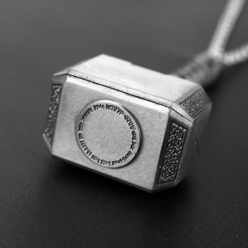 Marvel Thor's Hammer Necklace Avengers Alliance Weapon Pendant Retro Viking Odin Film Television 1:1 Prop Jewelry images - 6