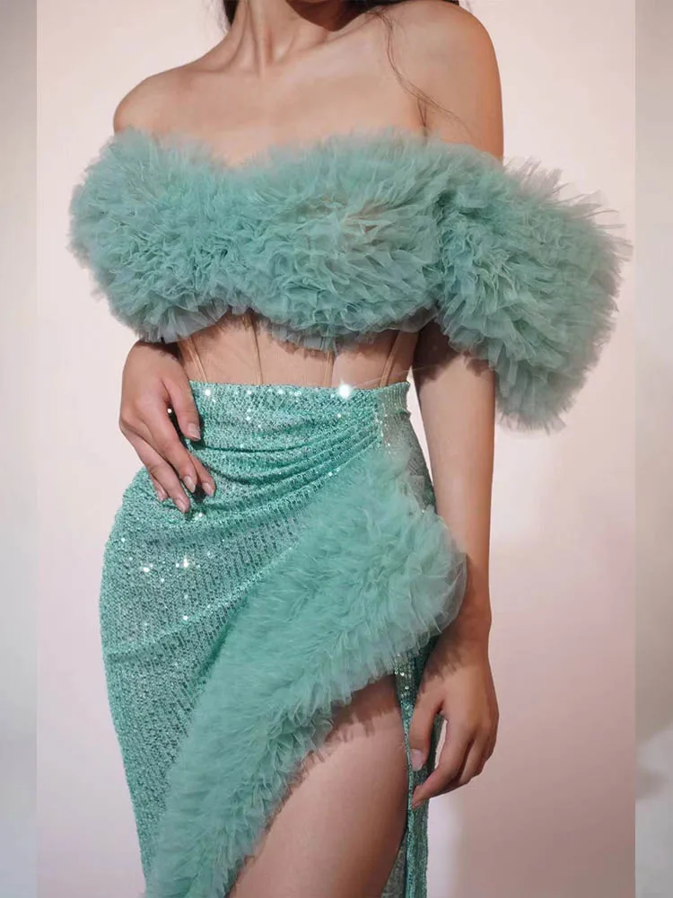 Высококачественная сексуальная облегающая грудь эластичная нерегулярная юбка с