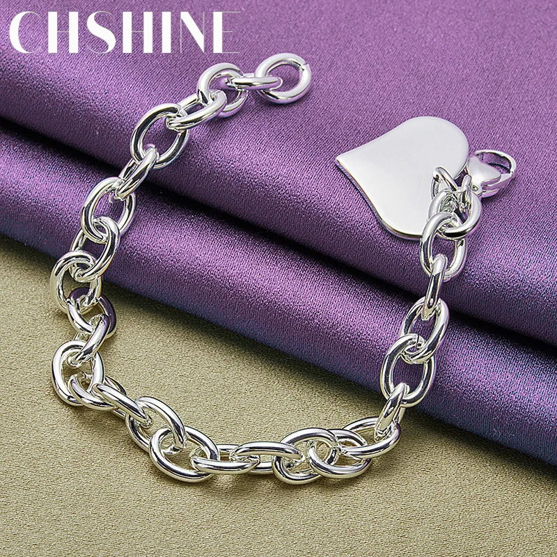 

CHSHINE 925 Sterling Silver Heart Lobster Buckle Bracelet For Women Charm Jewelry
