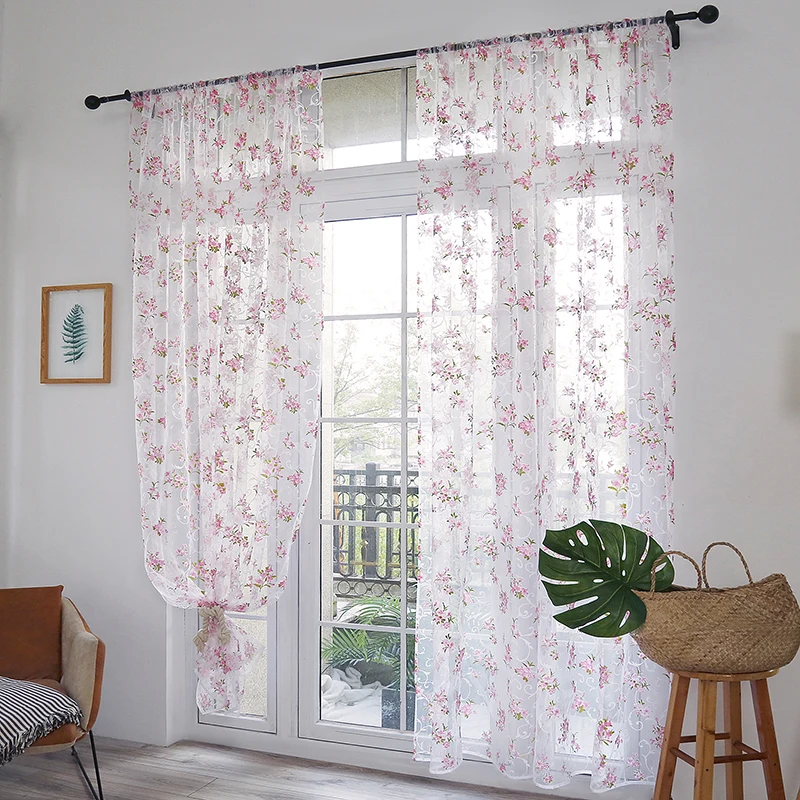 

Printed Tulle Curtain For Living Room Window Treatment Japan Sheer Voile Curtain For Bedroom Kitchen Drape Blinds Finished Panel
