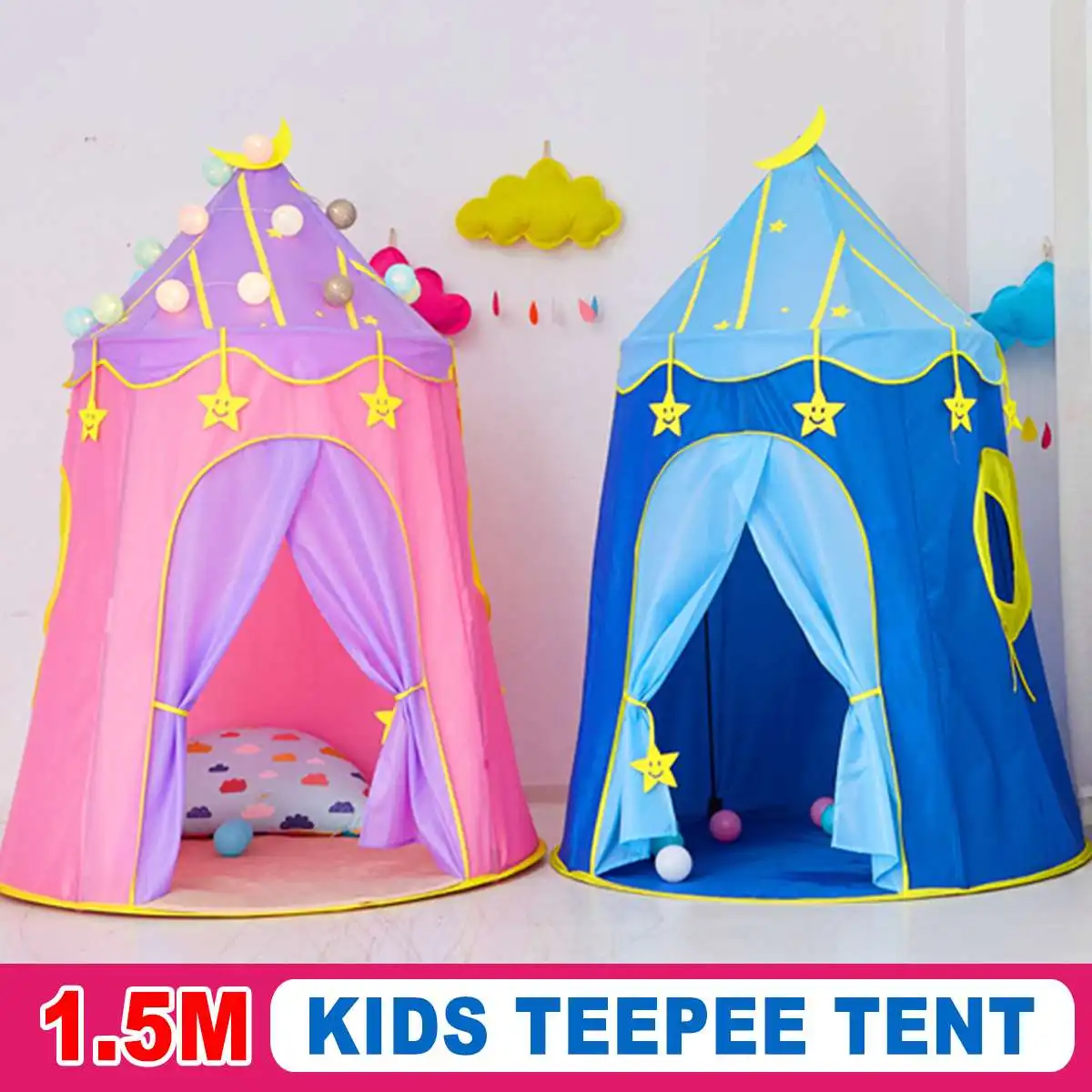 

1,5 м портативная детская палатка для дома для сна семейный игровой домик палатка-вигвам для детей Wigwam складные детские палатки замок детска...