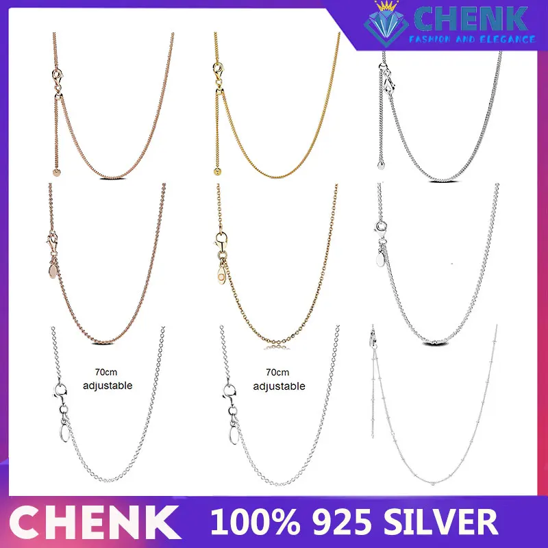 

Necklace 3 925 Sterling Silver Matching Combination Basic Necklace with Original PAN Logo Refined Style Girl's Holiday Gift