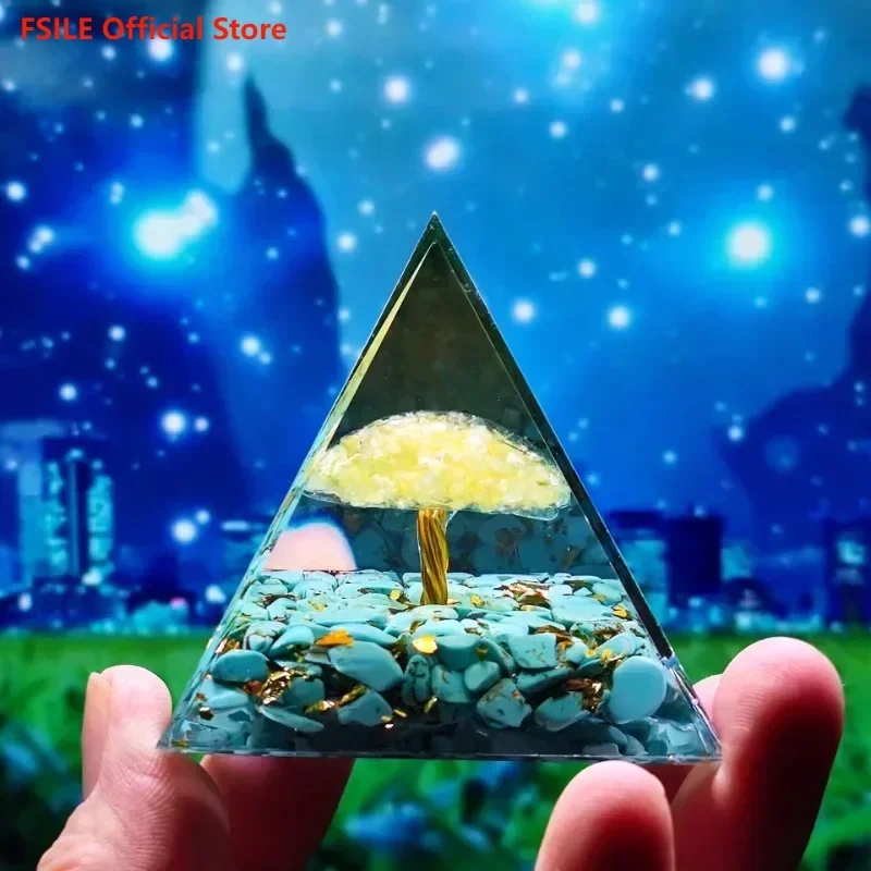 

FSILE New Products Crystal Ball Gravel Pyramid Home Crafts Resin Ornaments Table Ornaments Independent Station New Products