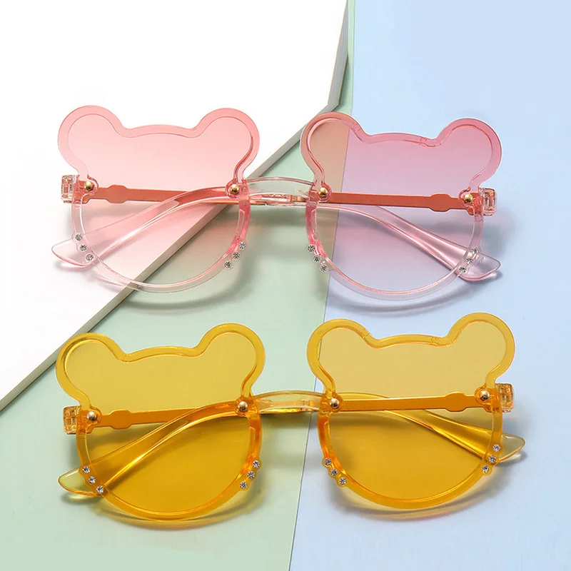 

Женские солнцезащитные очки в форме медведя из мультфильма, Детские уличные очки для девочек и мальчиков, круглые солнцезащитные очки с защ...