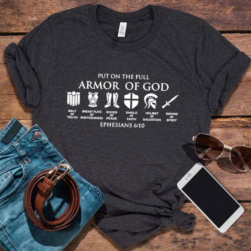 

Jessus Woman Tshirts Armor of God Men Clothing O-Neck Harajuku God Graphic T Shirts Customized Products Graphic Tees