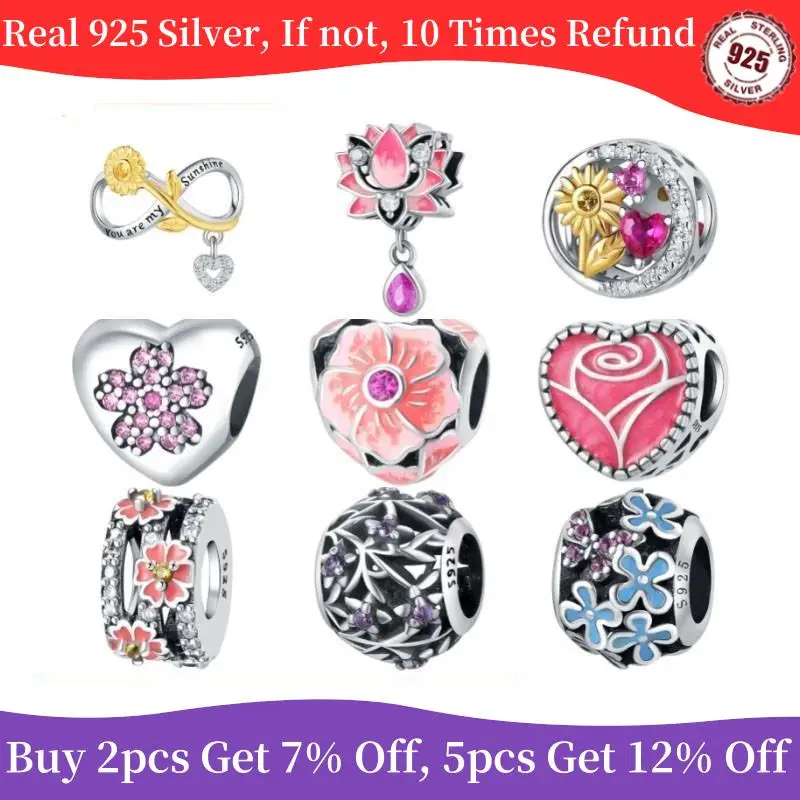 Бусины-шармы из серебра 925 пробы для изготовления ювелирных изделий