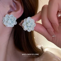 new trend pale green flower womens earrings fashion charm woman earring jewelry korean cute girl party stud acrylic accessories