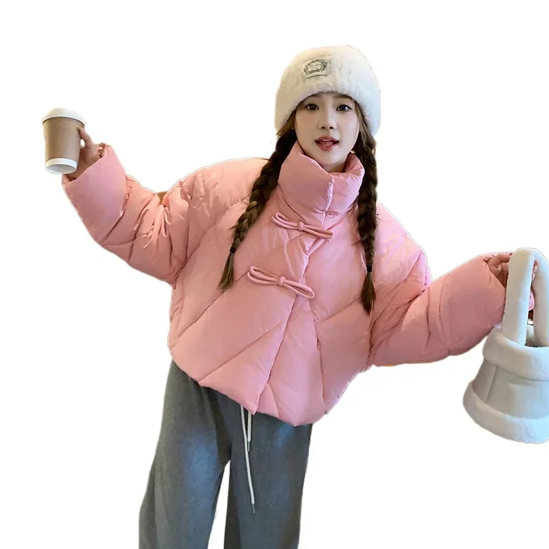 Хлопковая куртка на пуговицах в китайском стиле для женщин короткий стиль2024